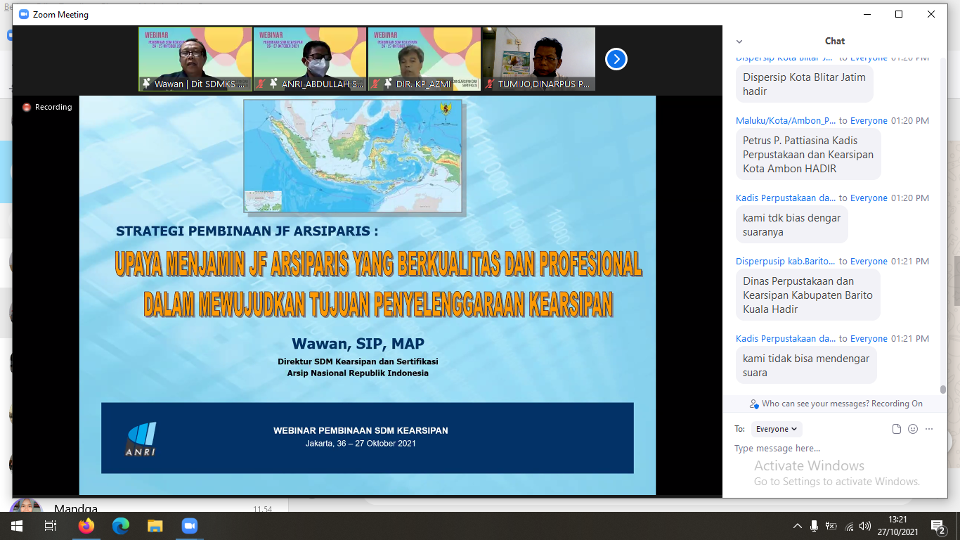 Webinar Pengembangan SDM Kearsipan 15 Oktober 2021