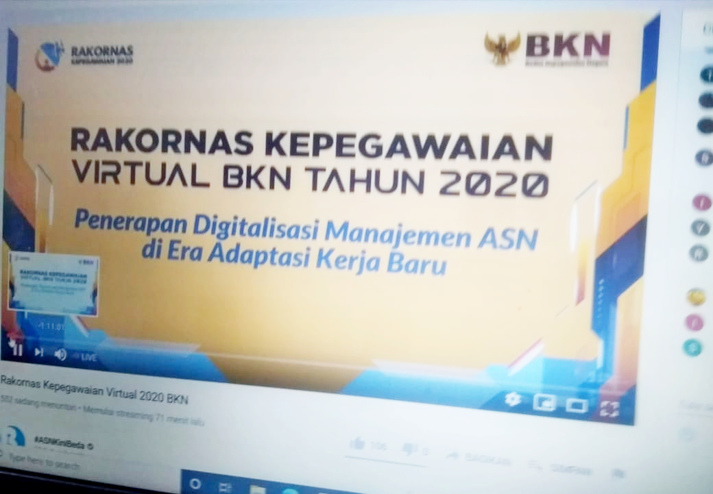 Rakornas Kepegawaian Tahun 2020 Secara Virtual